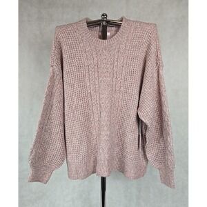 Lauren Conrad Cable Knit Sweater Top Womens Size XXL Long Sleeve Blush Pink‎ NWT